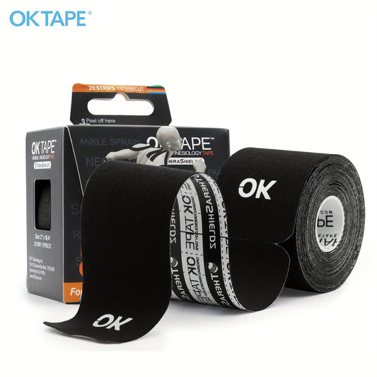 OK Tape Kinesiology Tape – 20 Pre-Cut Strips, Waterproof & Latex-Free